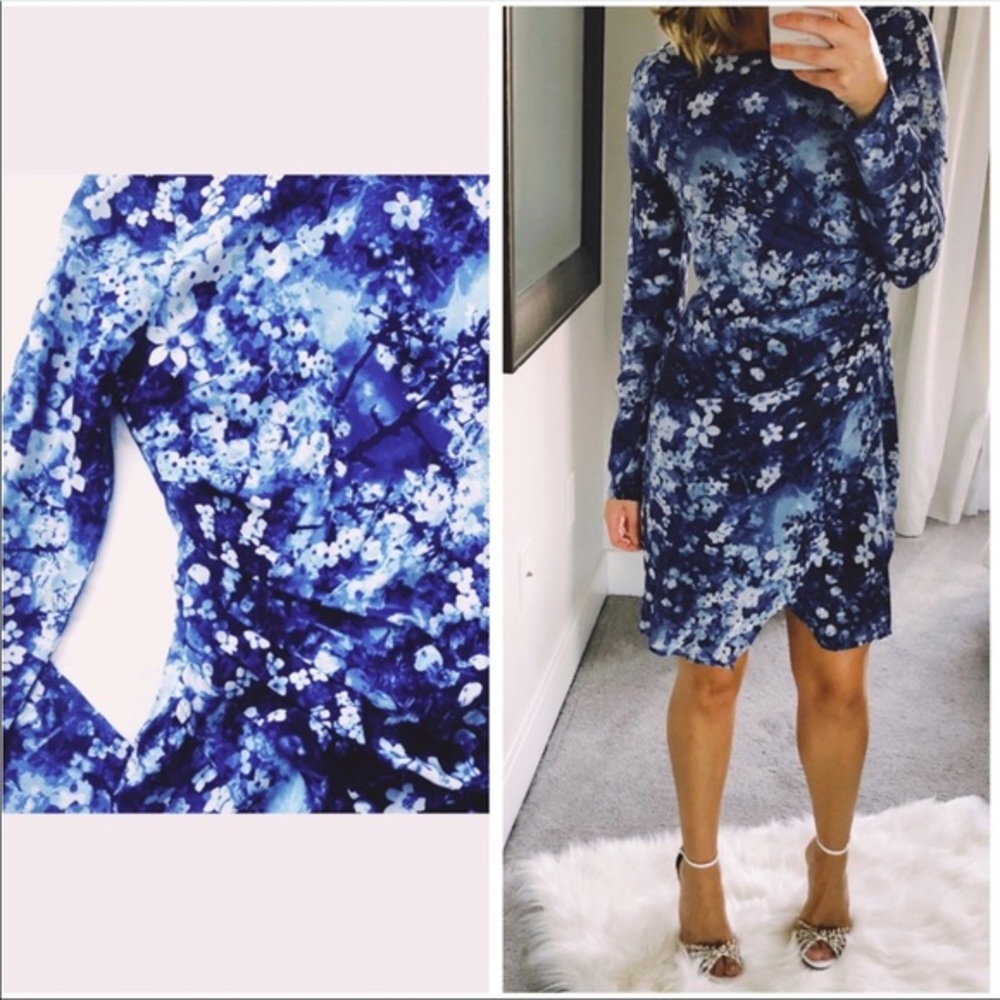 Piperlime Floral Faux Wrap Silk Dress